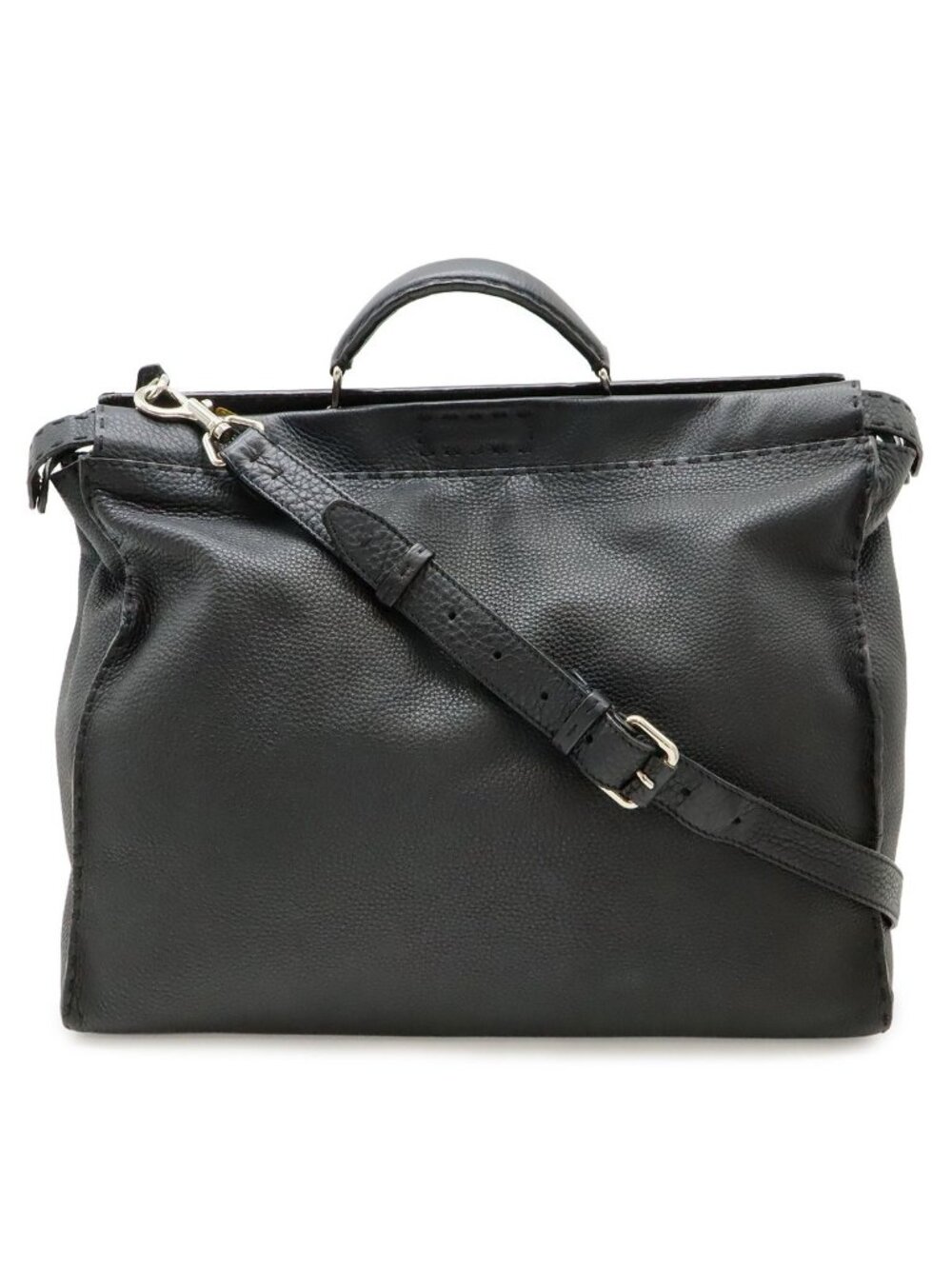 Fendi Monster Star Bugs Selleria Peekaboo Tote 2-Way Shoulder Bag Leather Black